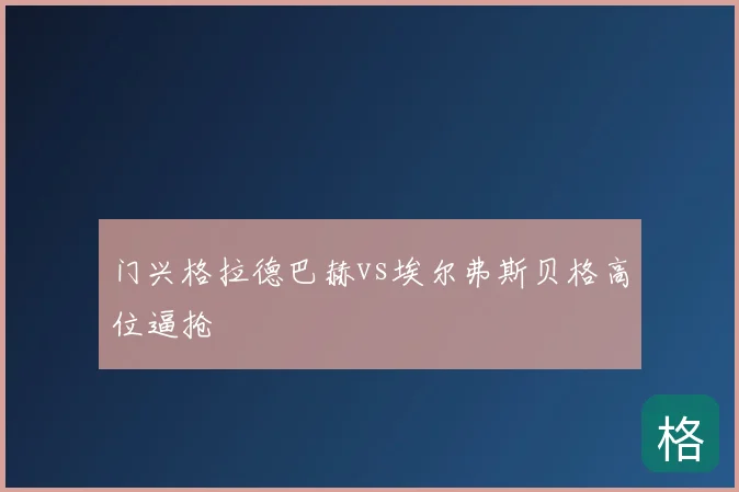 门兴格拉德巴赫vs埃尔弗斯贝格高位逼抢